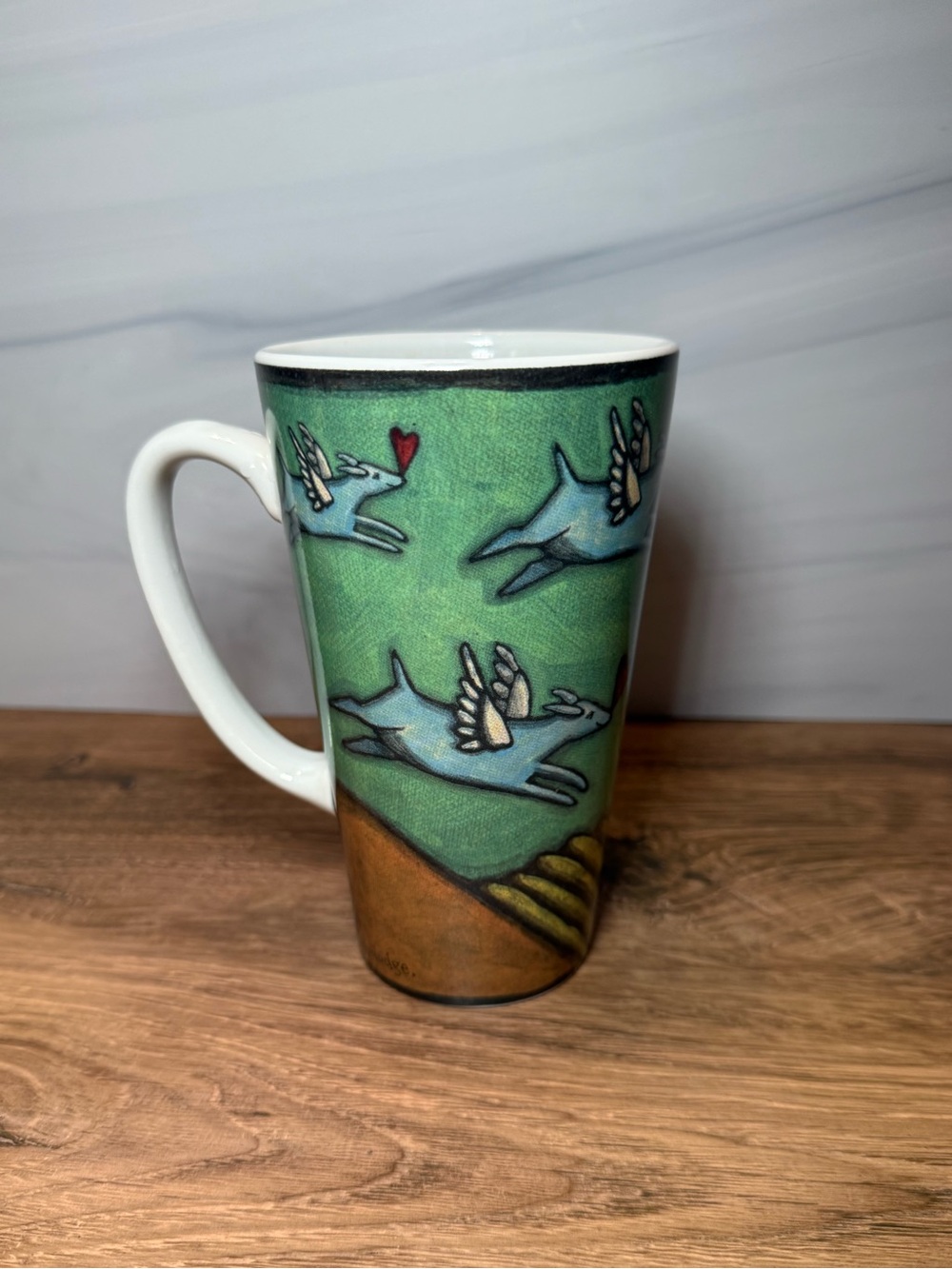 Ursula Dodge Flight of the Blue Dog Signature Housewares Tall Mug Cup